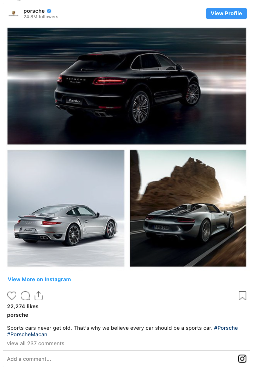 Porsche instagram account