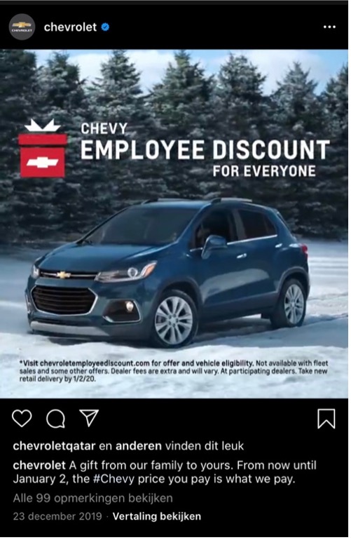 Chevrolet social media post